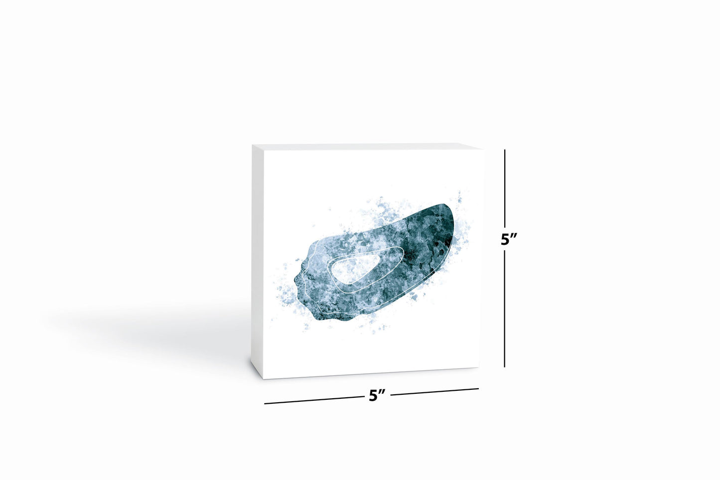 Blue White Water Color Oyster | Wood Block | Eaches | Min 4