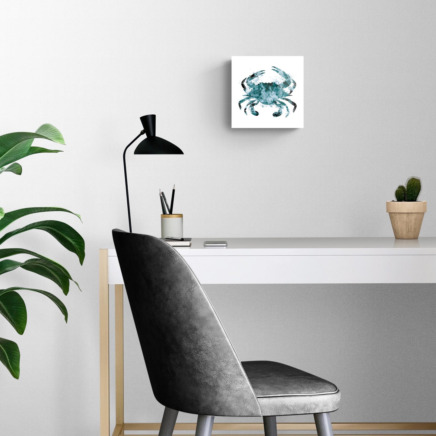 Blue White Water Color Blue Crab | Hi-Def Glass Art | Eaches | Min 2