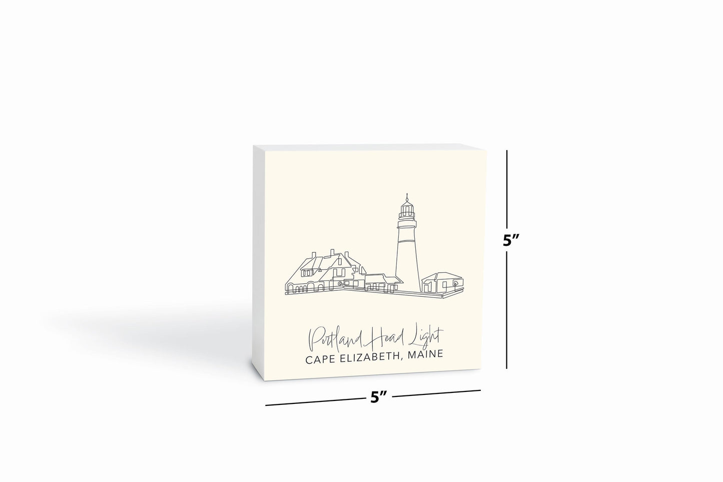 Cream Portland Head Light | Wood Block | Eaches | Min 4