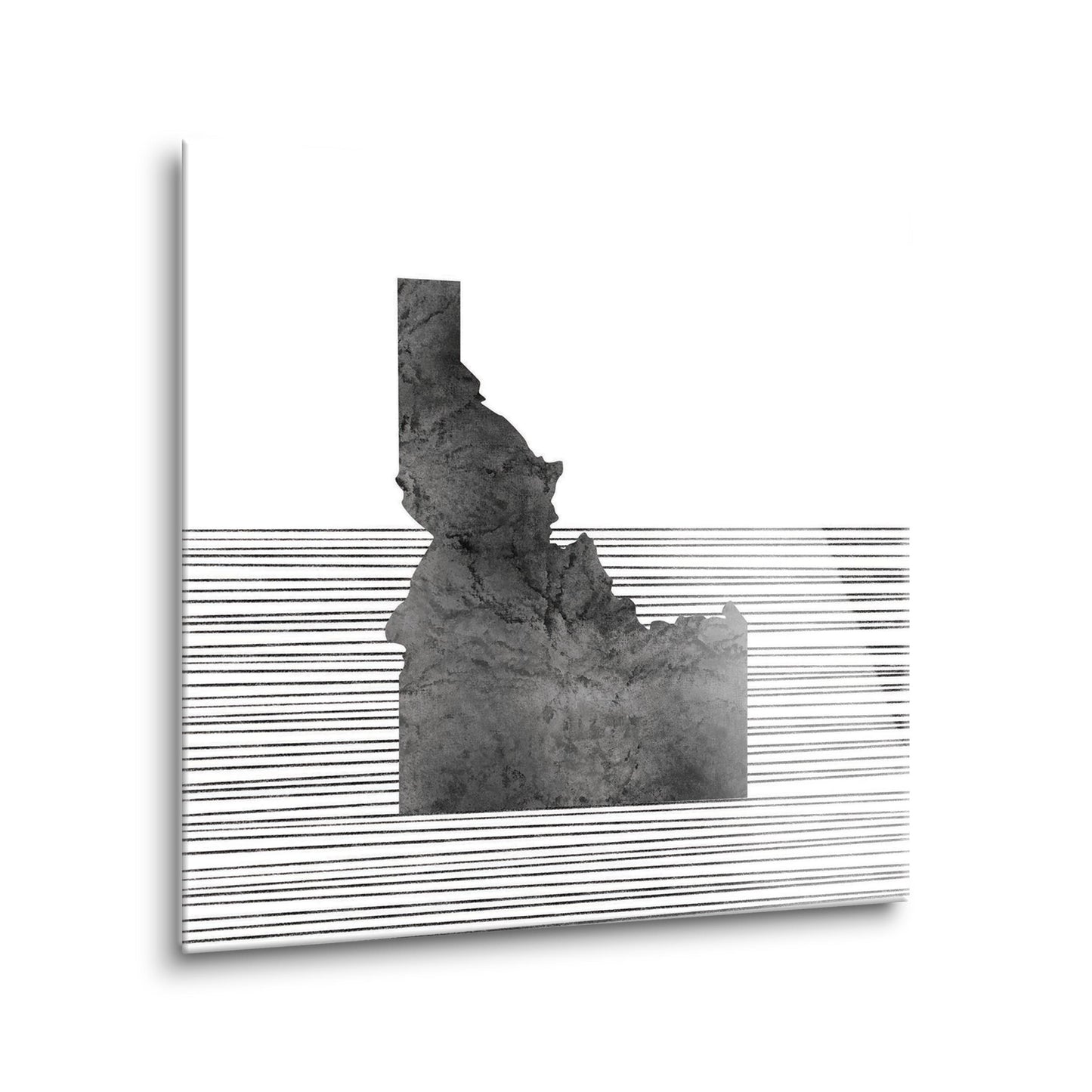 Minimalist B&W Idaho State With Straight Lines | Hi-Def Glass Art | Eaches | Min 2