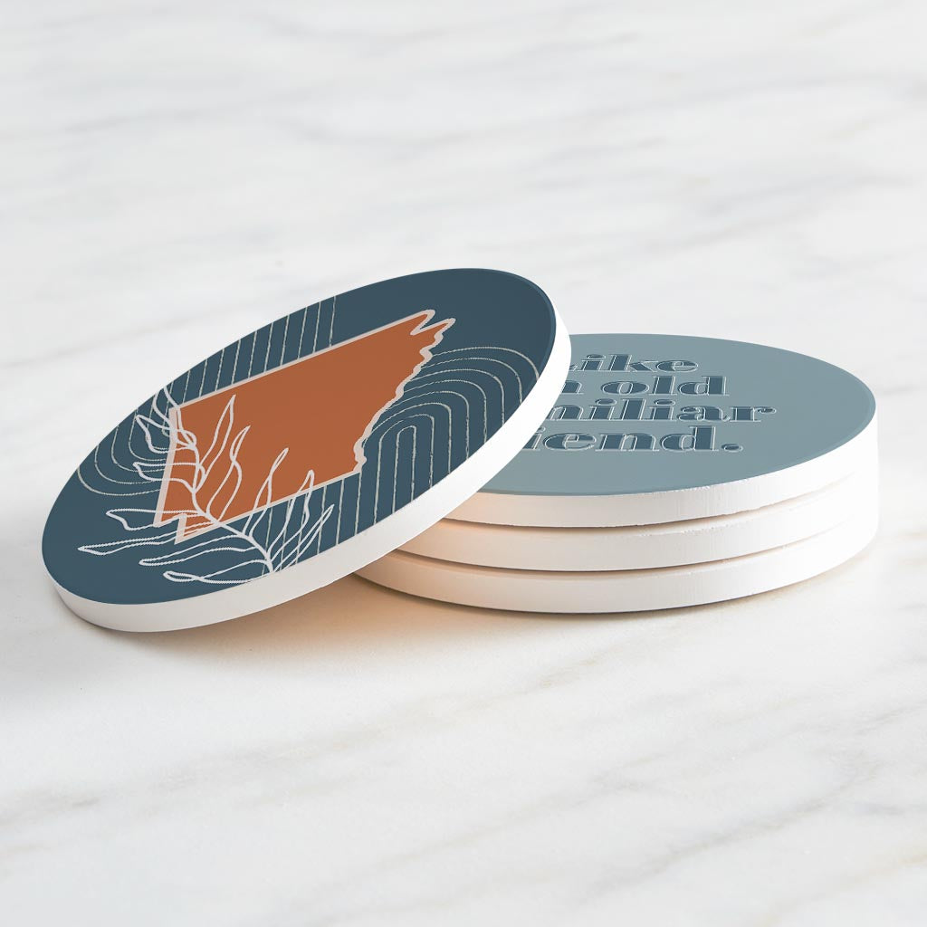 Modern Minimalist Arkansas State Shape Sayings | Absorbent Coasters | Set of 4 | Min 2
