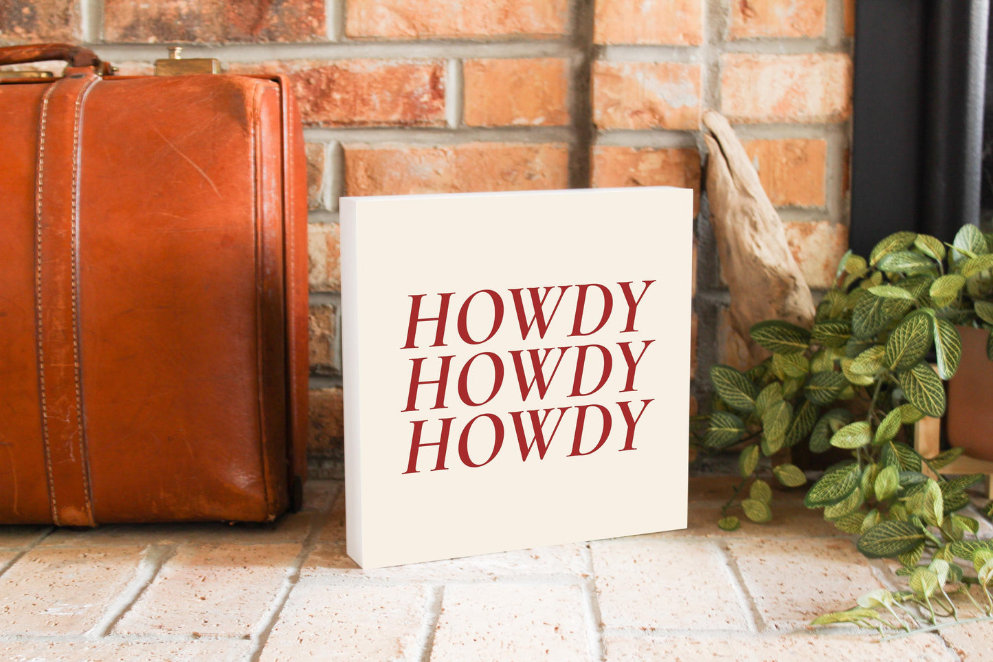 Modern Minimalist Texas Howdy | Wood Block | Eaches | Min 2