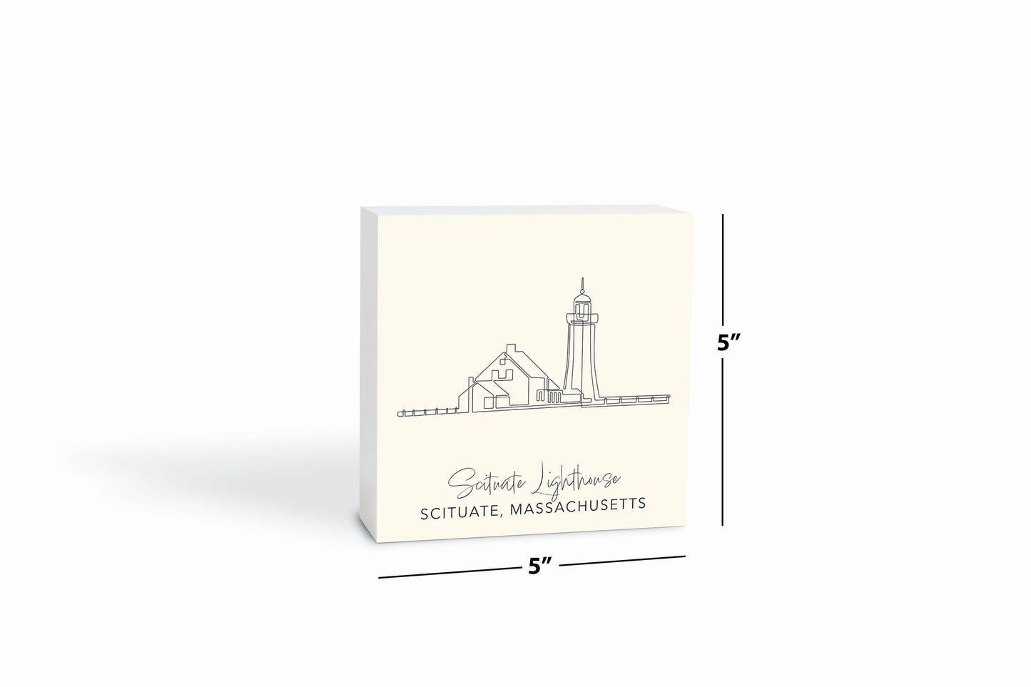 Cream Scituate Lighthouse | Wood Block | Eaches | Min 4