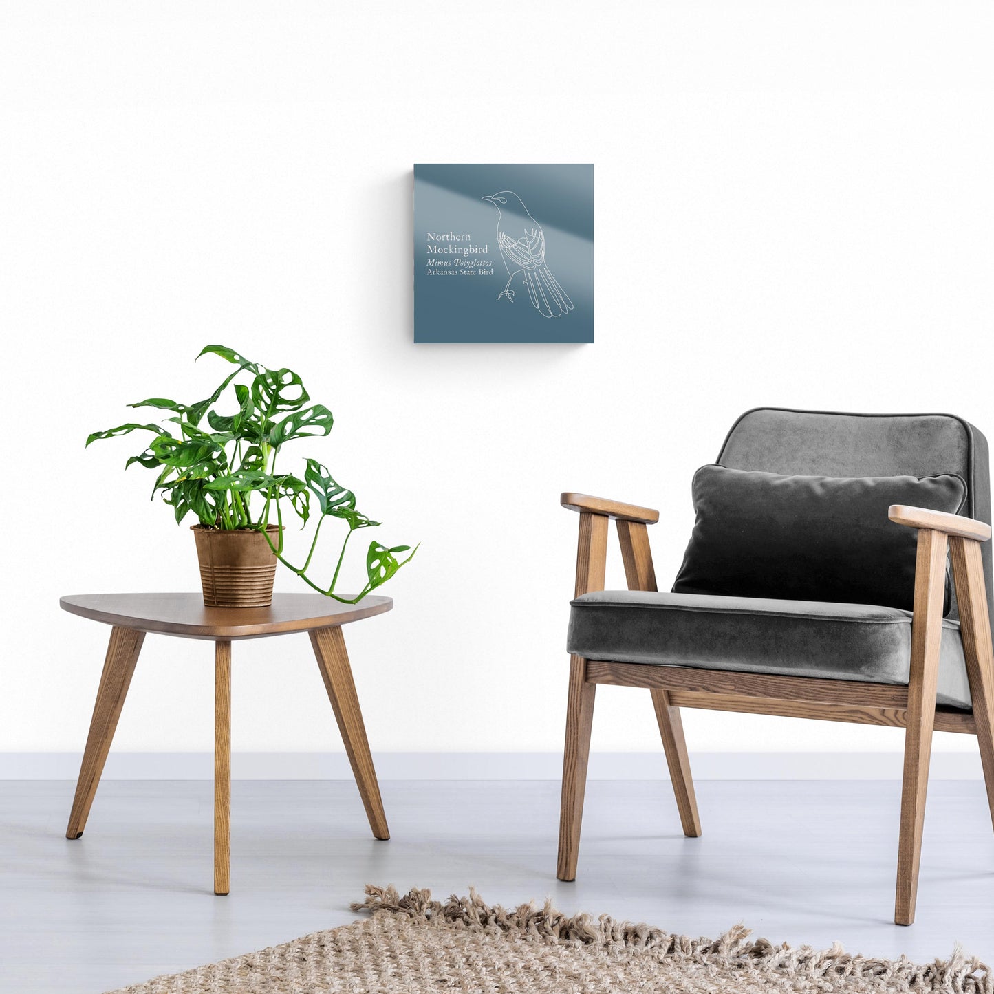 Modern Minimalist Arkansas Mockingbird | Hi-Def Glass Art | Eaches | Min 1