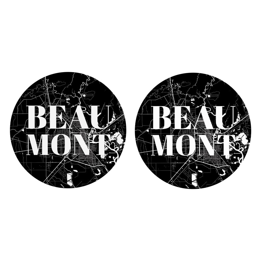 Minimalistic B&W Texas Beaumont Map | Absorbent Car Coasters | Set of 2 | Min 4
