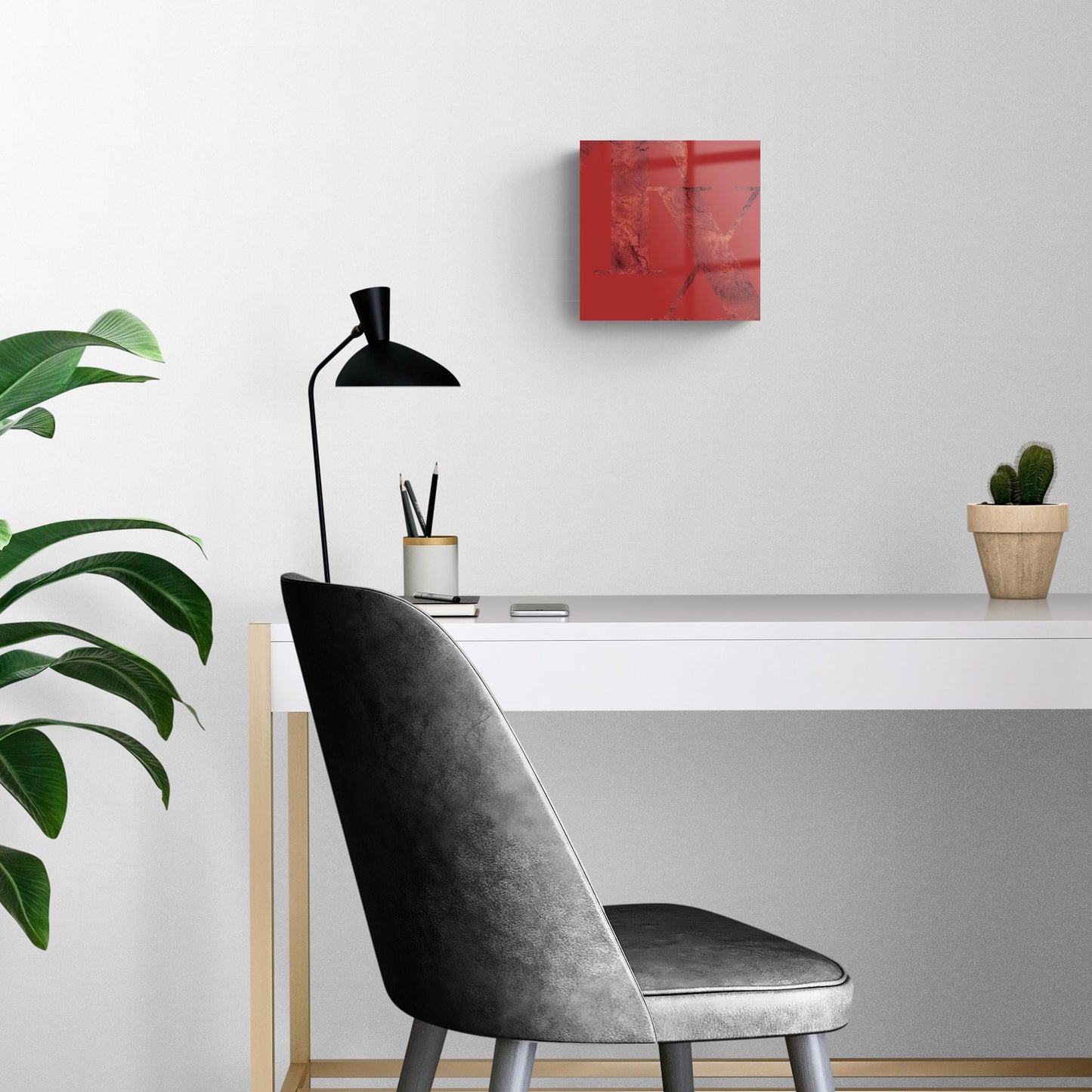 Modern Minimalist Texas Red Tx | Hi-Def Glass Art | Eaches | Min 2