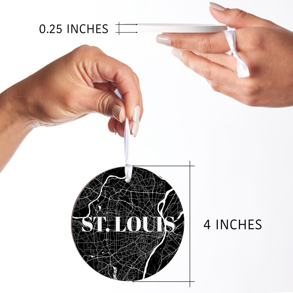 Minimalist B&W Missouri St Louis Map| Wood Ornament | Eaches | Min 6