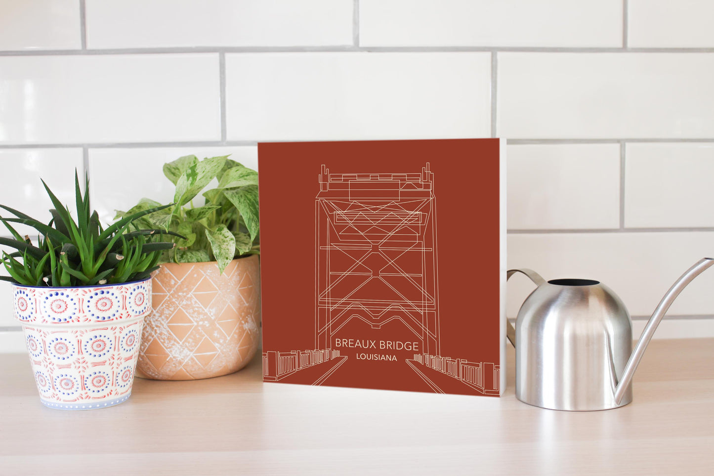 Modern Minimalist Louisiana Breaux Bridge Line Drawing | Wood Block | Eaches | Min 2