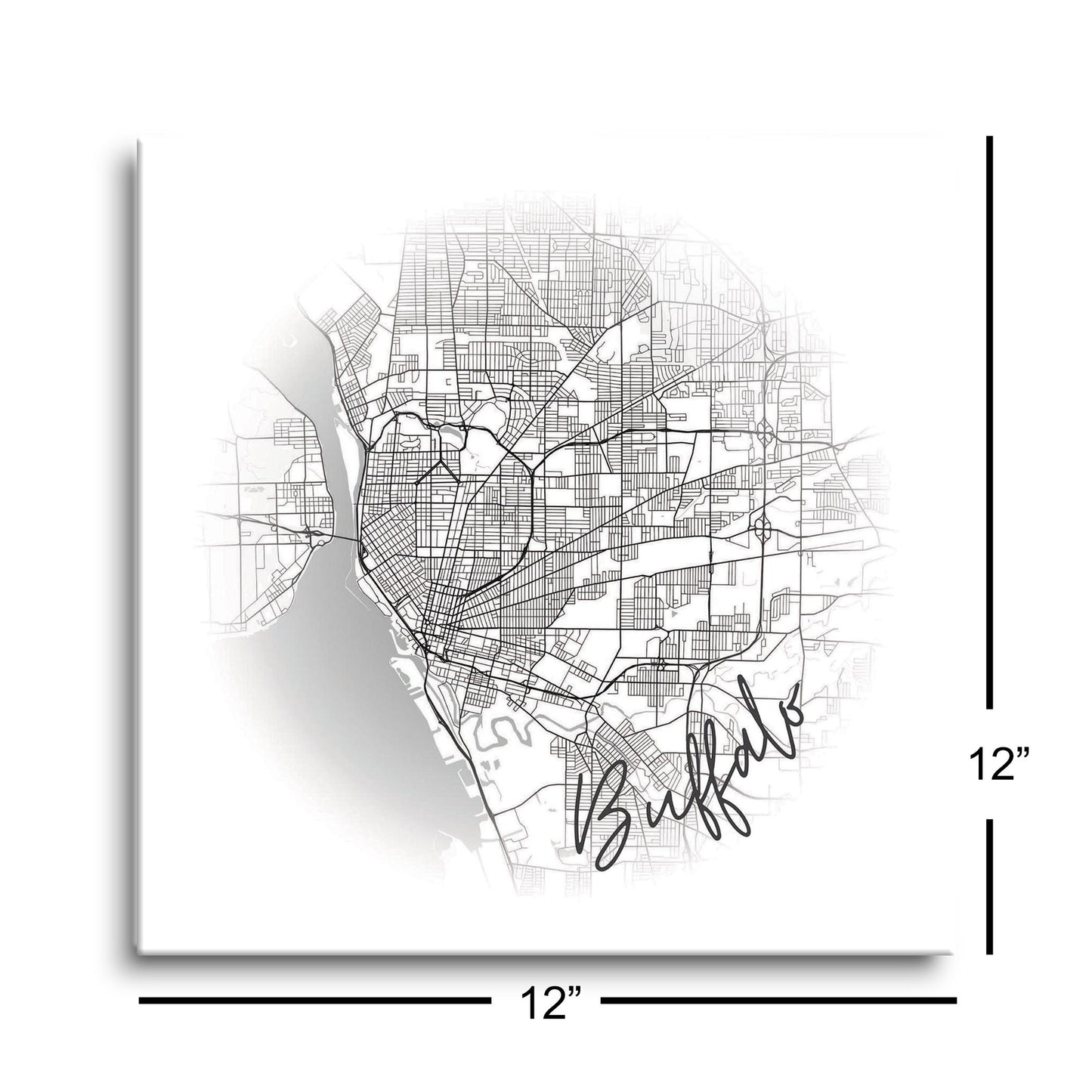 Minimalistic B&W New York Buffalo Faded Circle Map | Hi-Def Glass Art | Eaches | Min 1