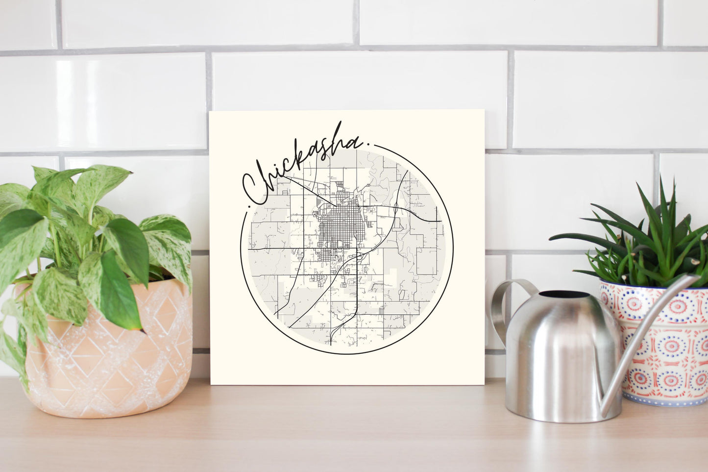Modern Minimalist Oklahoma Chickasha Map | Wood Sign | Eaches | Min 2