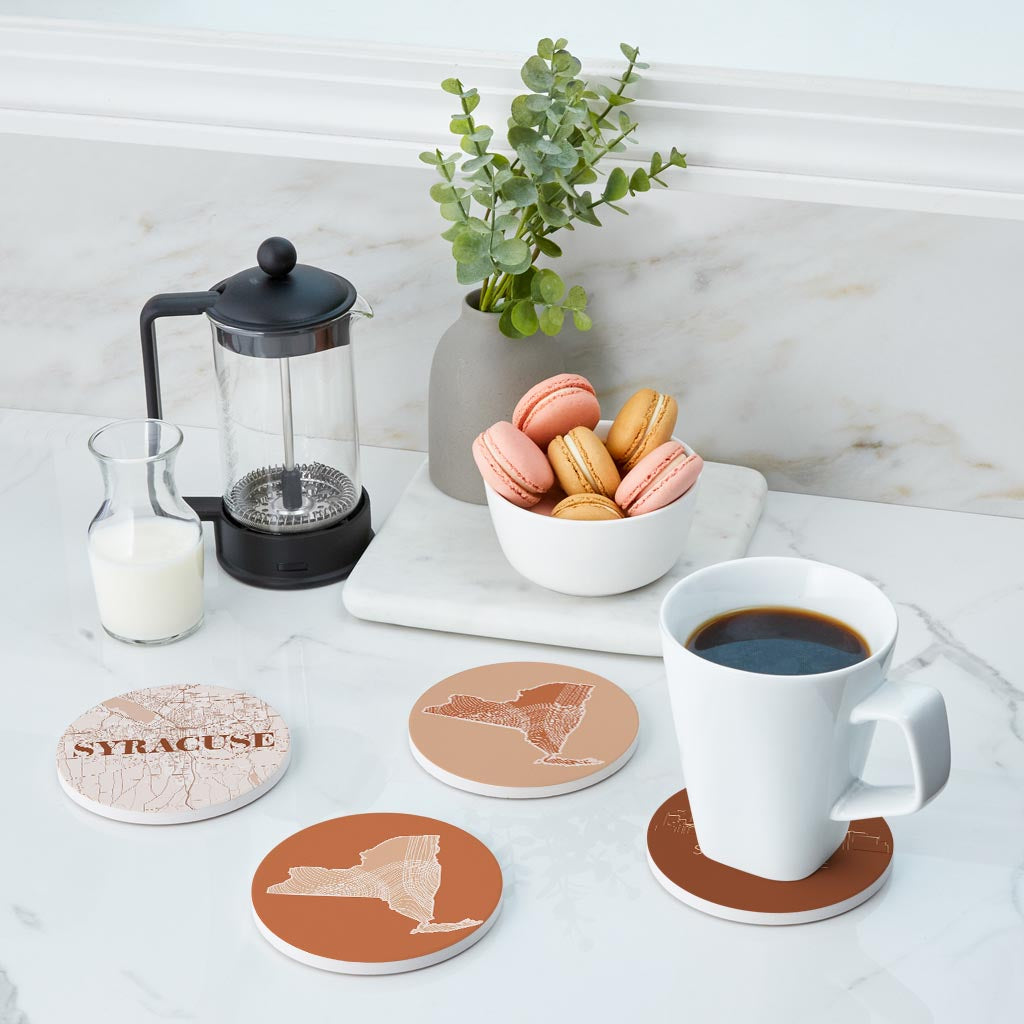 Modern Minimalist New York Syracuse State| Absorbent Coasters | Set of 4 | Min 2