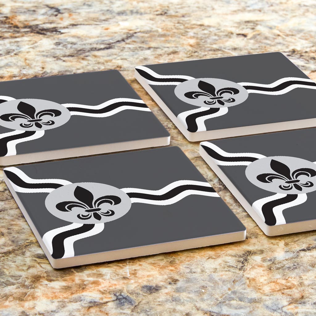 Minimalist B&W Missouri St Louis Flag | Absorbent Coasters | Set of 4 | Min 2