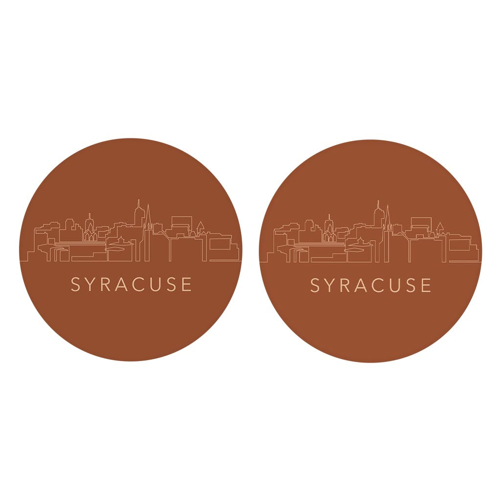 Modern Minimalist New York Syracuse Skyline | Absorbent Car Coasters | Set of 2 | Min 4