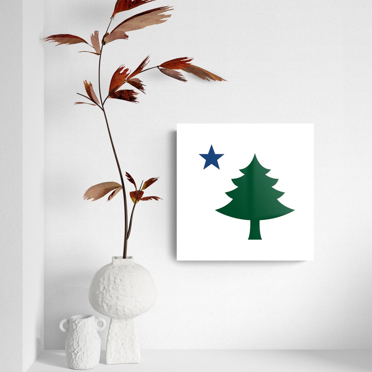 New England Star And Tree | Hi-Def Glass Art | Eaches | Min 2