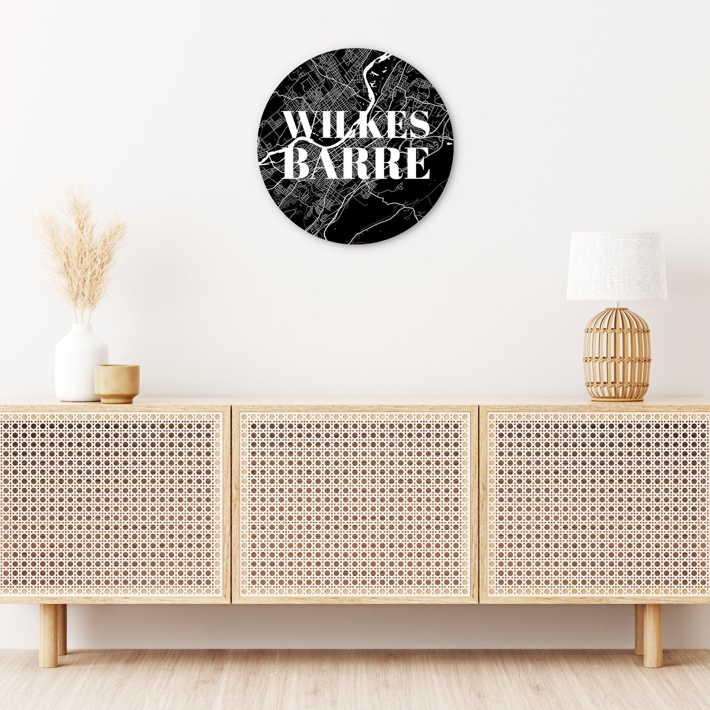 Minimalistic B&W Pennsylvania Wilkes Barre Map | Wood Sign | Eaches | Min 1