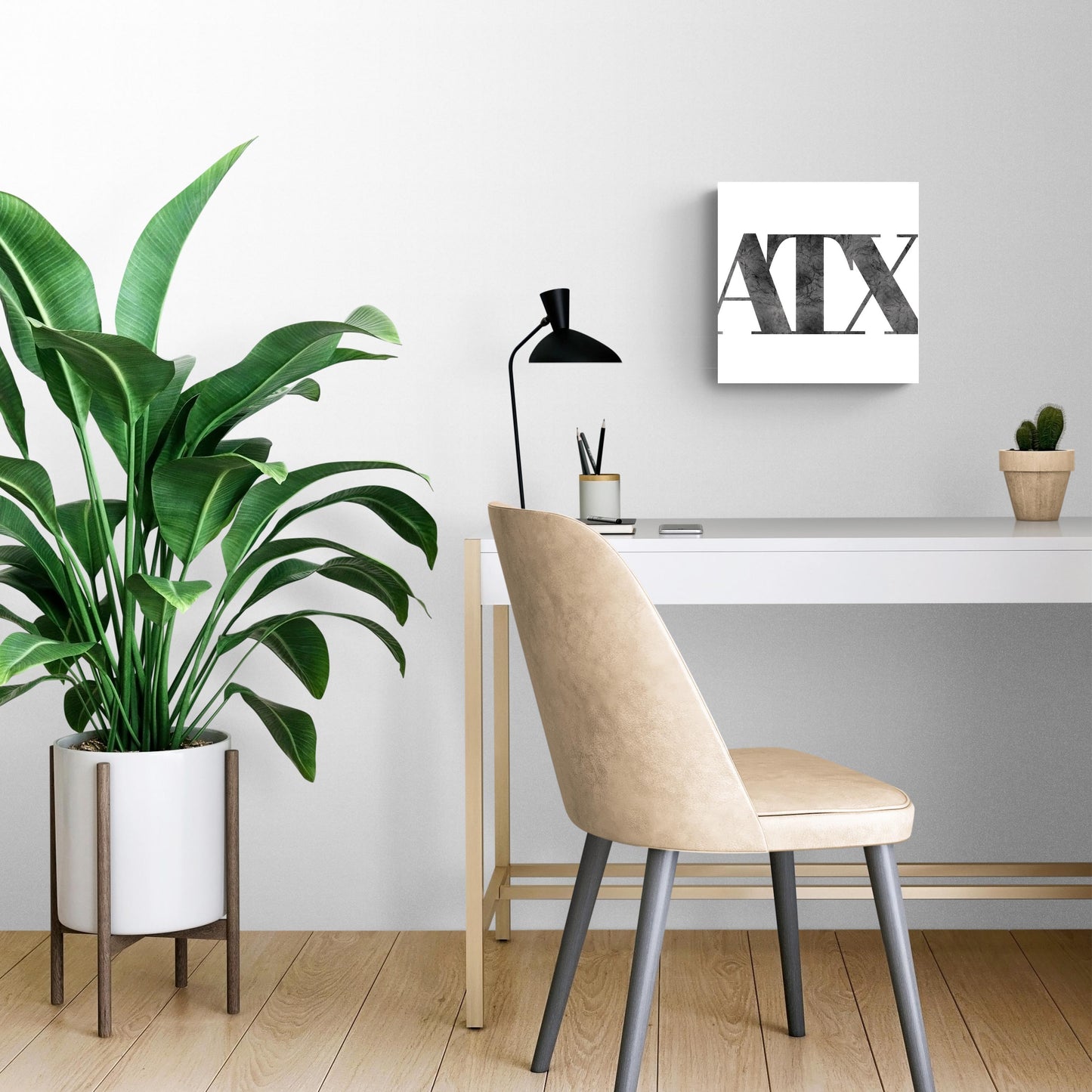 Minimalistic B&W Texas Austin White Initials | Wood Sign | Eaches | Min 2