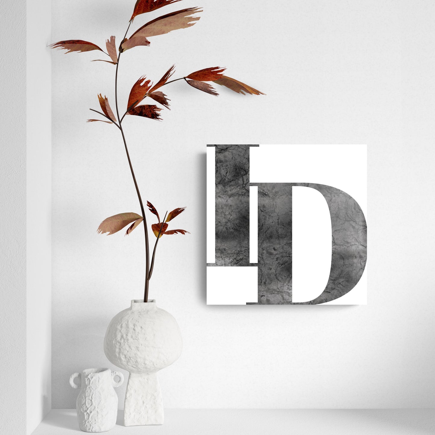 Minimalist B&W Idaho White Initials | Hi-Def Glass Art | Eaches | Min 2