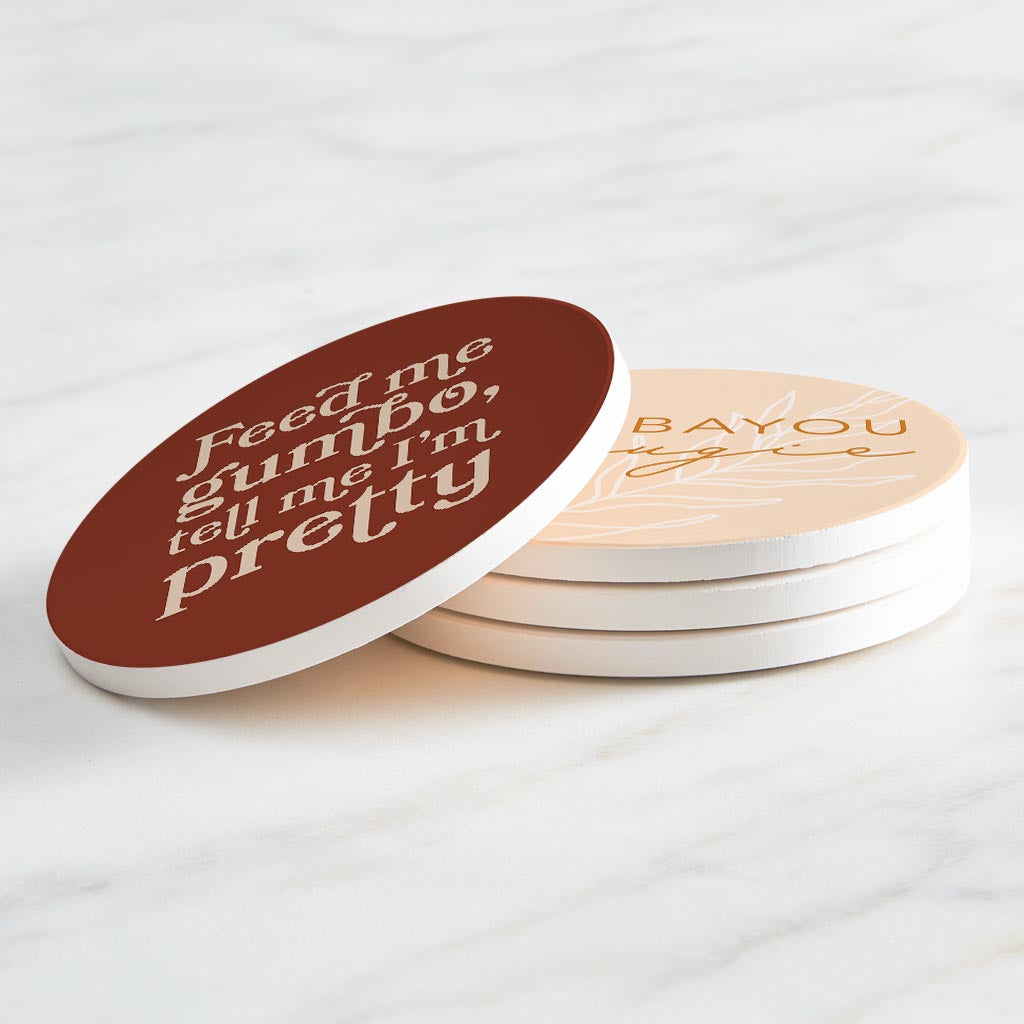 Modern Minimalist Louisiana Set | Absorbent Coasters | Set of 4 | Min 2