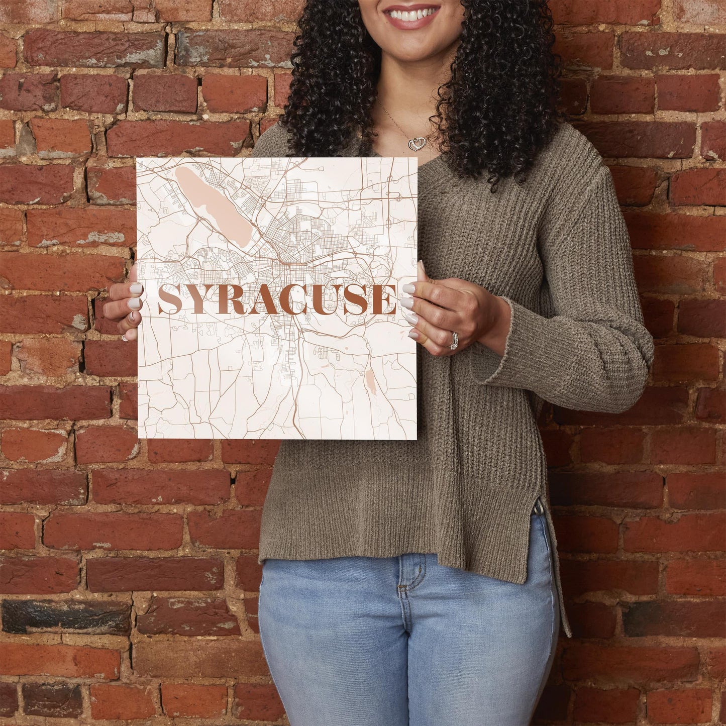 Modern Minimalist New York Syracuse Map | Hi-Def Glass Art | Eaches | Min 1