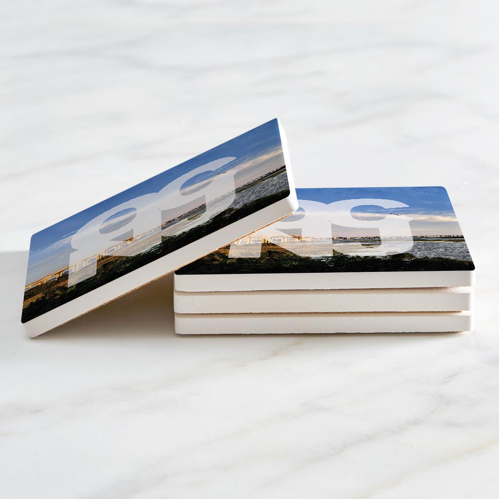 OCNJ Photo With Text | Absorbent Coasters | Set of 4 | Min 2