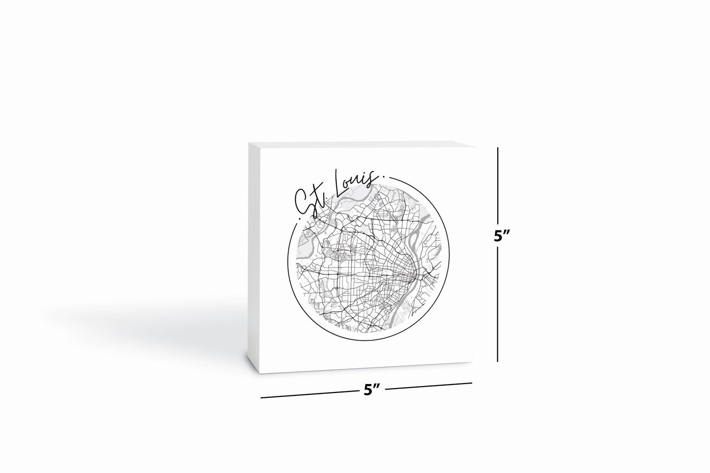 Minimalist B&W Missouri St Louis Circle Map | Wood Block | Eaches | Min 4
