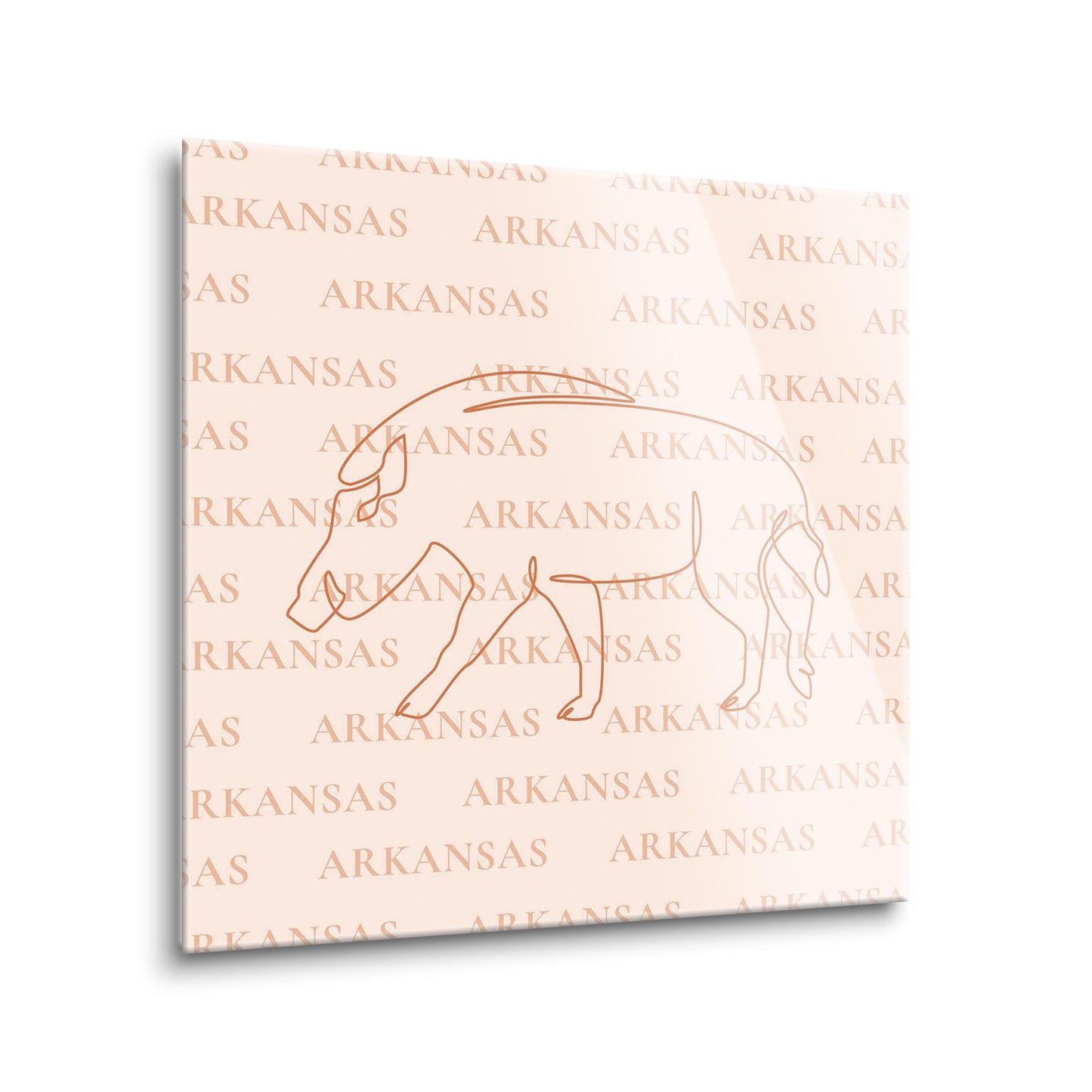Modern Minimalist Arkansas Hog Line Drawing | Hi-Def Glass Art | Eaches | Min 2