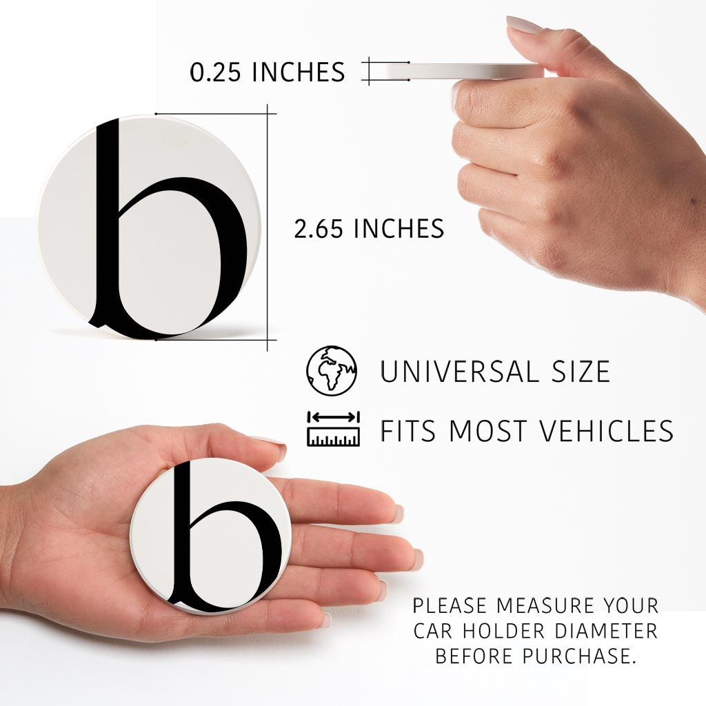 Minimalist Monogram B Circle | Absorbent Car Coasters | Set of 2 | Min 4