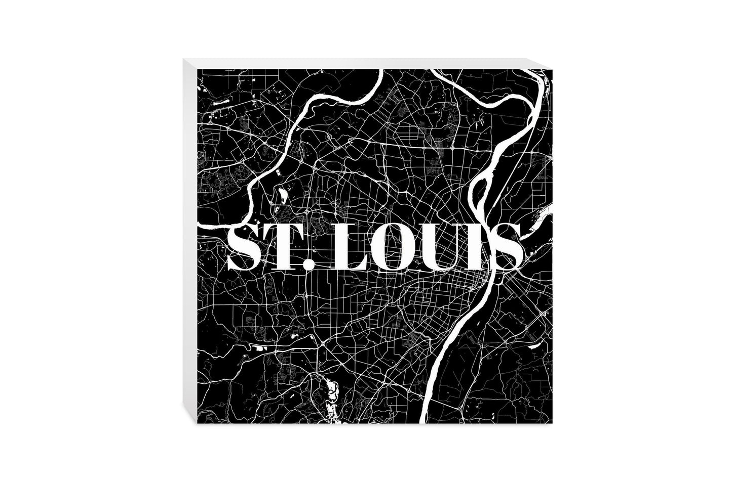 Minimalist B&W Missouri St Louis Map | Wood Block | Eaches | Min 2