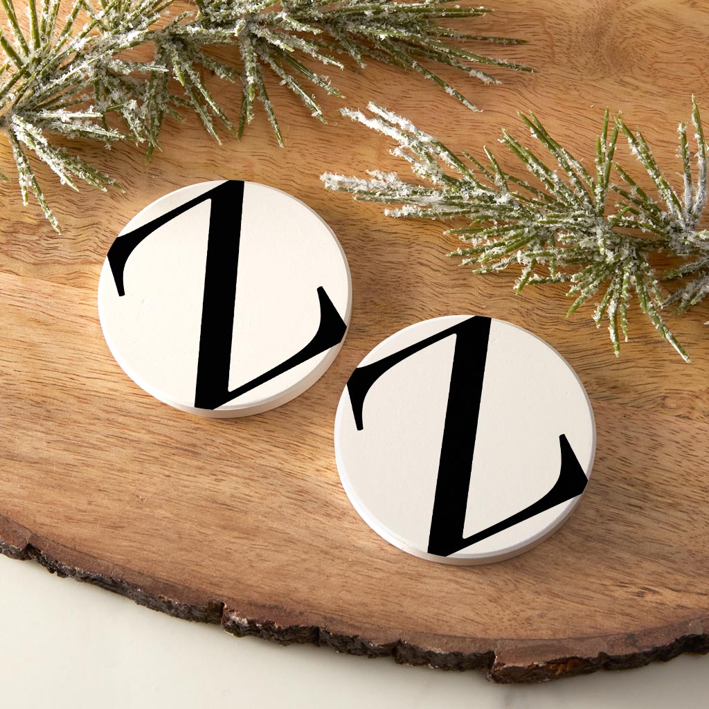 Minimalist Monogram Z Circle | Absorbent Car Coasters | Set of 2 | Min 4