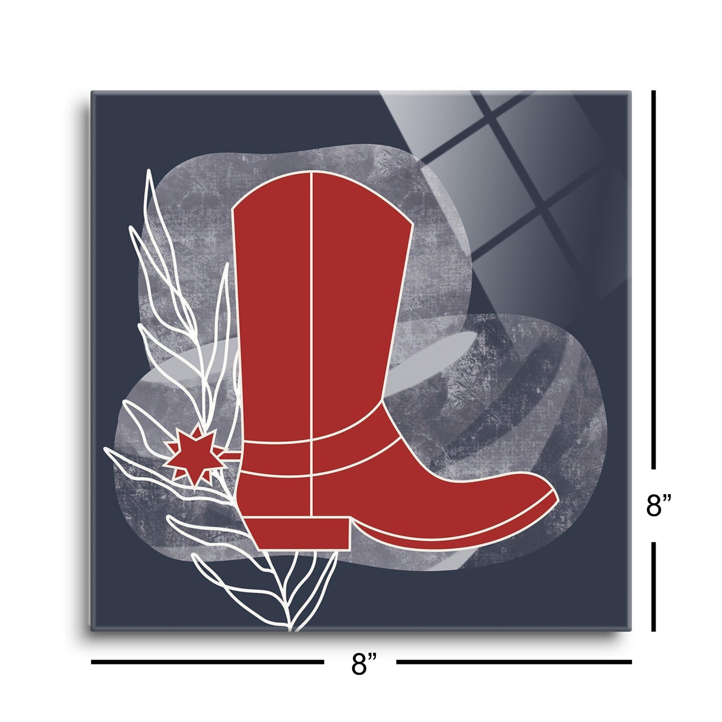 Modern Minimalist Texas Colors Boot | Hi-Def Glass Art | Eaches | Min 2