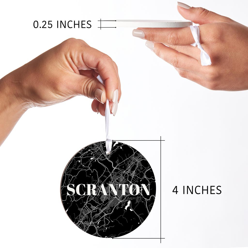 Minimalistic B&W Pennsylvania Scranton Map | Wood Ornament | Eaches | Min 6