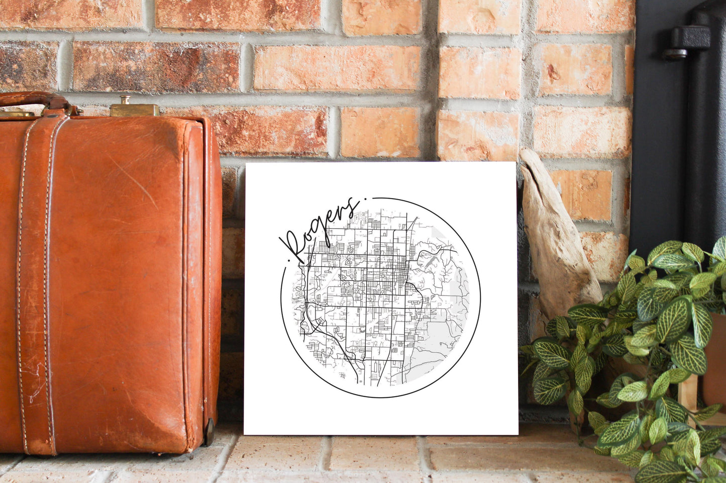 Minimalist B&W Arkansas Rogers Circle Map | Wood Sign | Eaches | Min 2