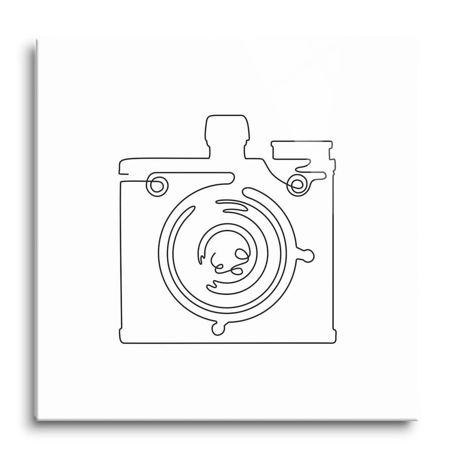 Vintage Camera Line Drawing On White | Hi-Def Glass Art | Eaches | Min 1
