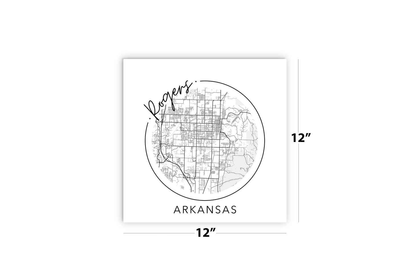 Minimalist B&W Arkansas Rogers Circle Map State | Wood Sign | Eaches | Min 2
