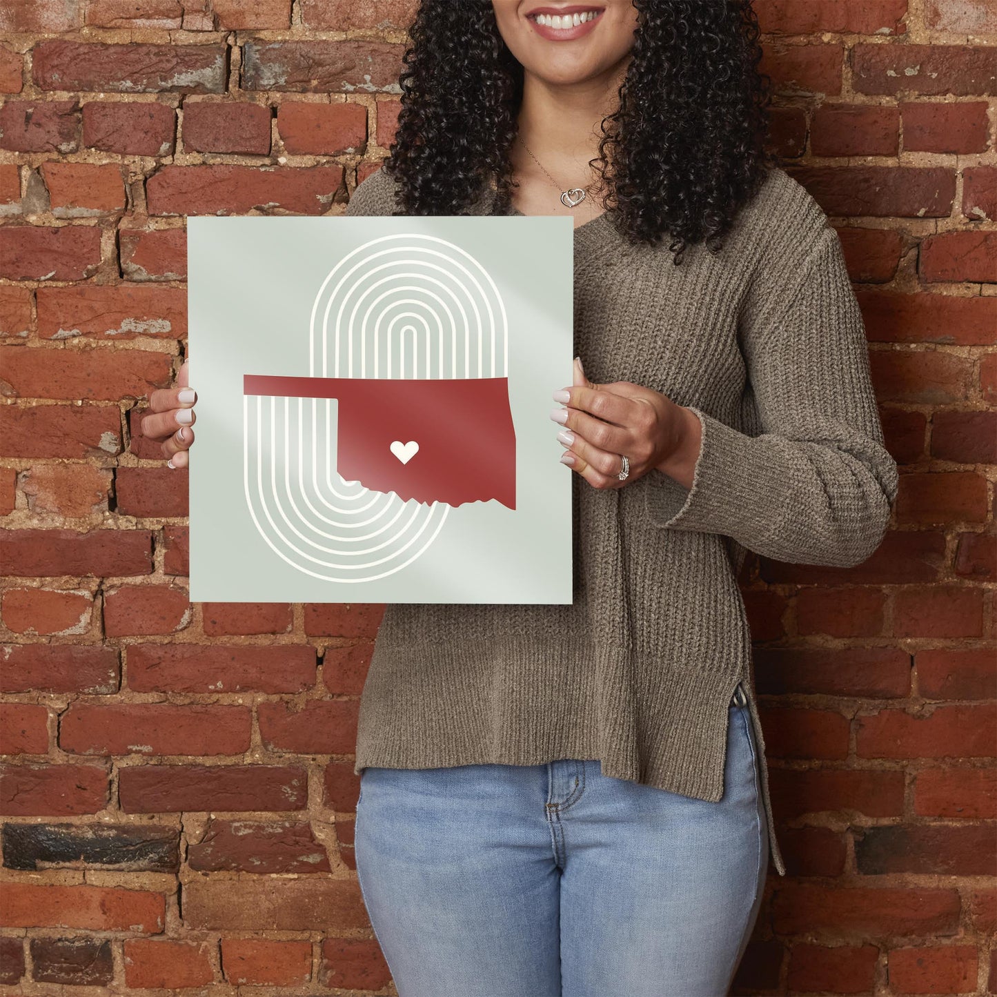 Modern Minimalist Oklahoma Chickasha Heart | Hi-Def Glass Art | Eaches | Min 1