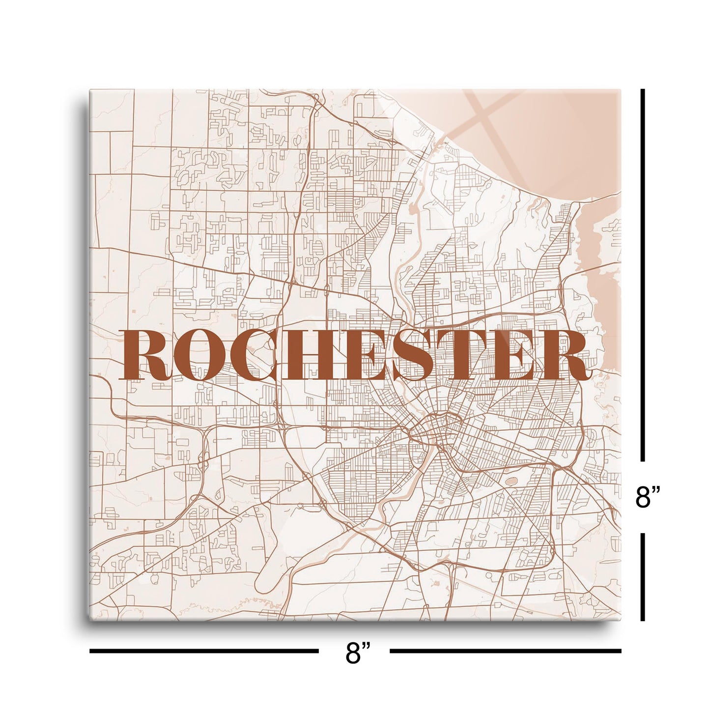 Modern Minimalist New York Rochester Map | Hi-Def Glass Art | Eaches | Min 2