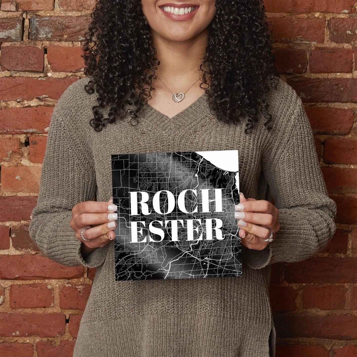 Minimalistic B&W New York Rochester Map | Hi-Def Glass Art | Eaches | Min 2
