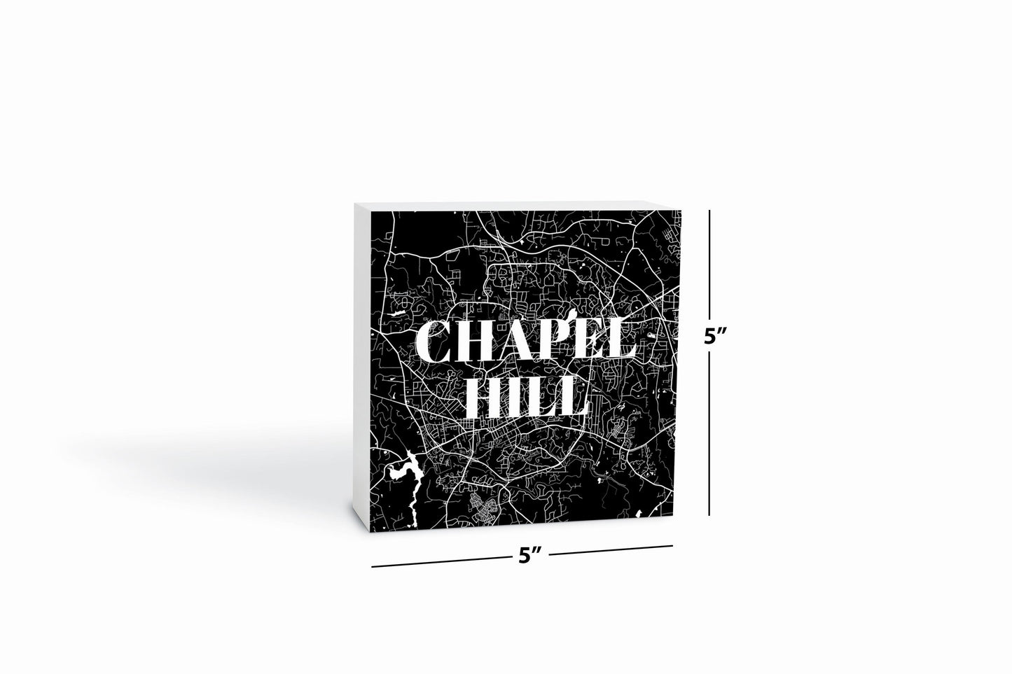 Minimalistic B&W North Carolina Chapel Hill Map | Wood Block | Eaches | Min 4
