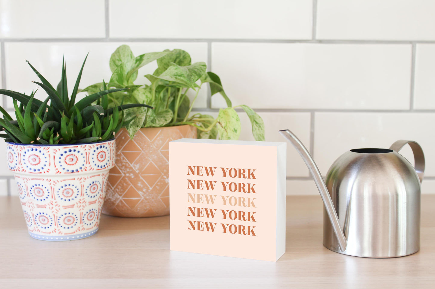 Modern Minimalist New York Repeated Light | Wood Block | Eaches | Min 4