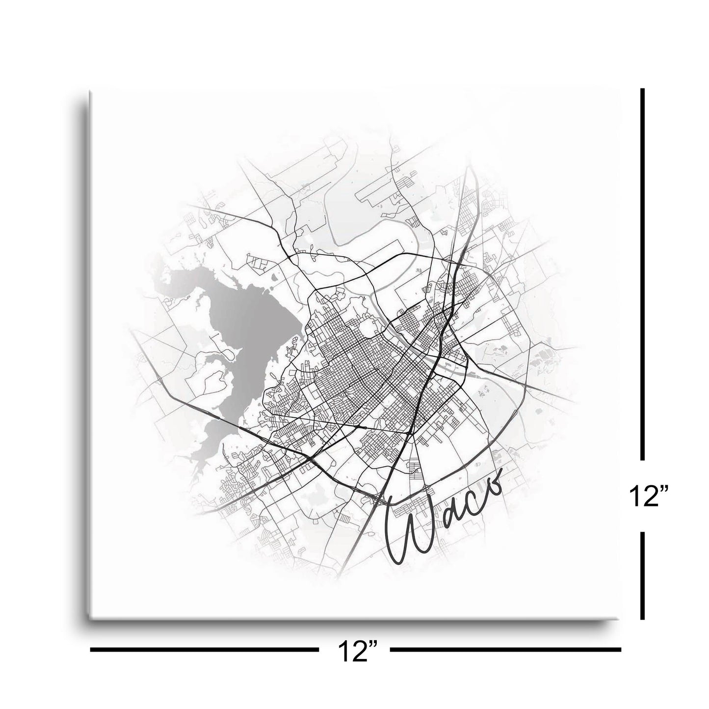 Minimalistic B&W Texas Waco Circle Map | Hi-Def Glass Art | Eaches | Min 1
