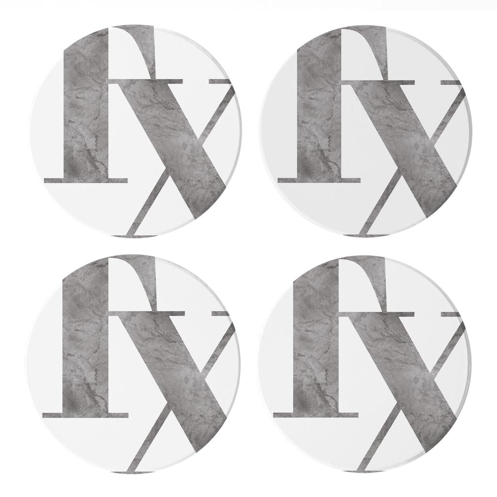 Modern White Texas Initials | Absorbent Coasters | Set of 4 | Min 2