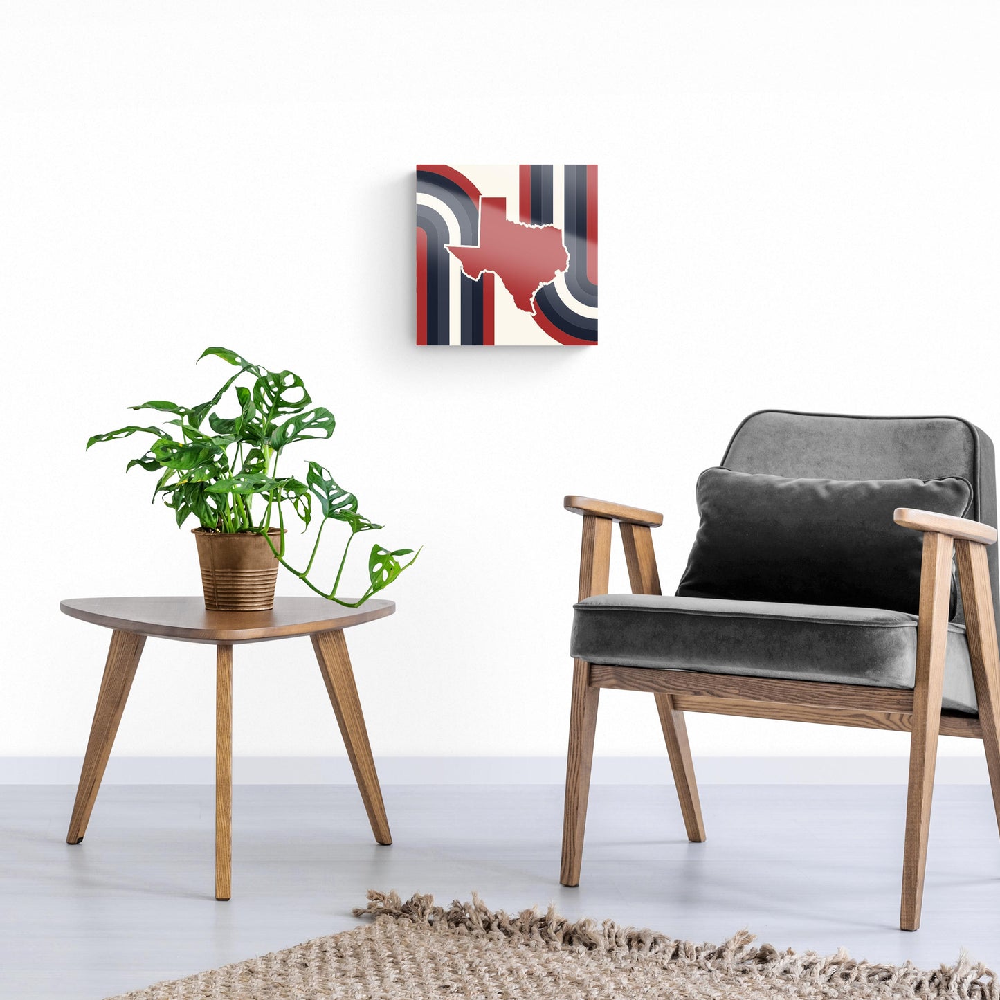 Modern Minimalist Texas Colors Retro Shape | Hi-Def Glass Art | Eaches | Min 1