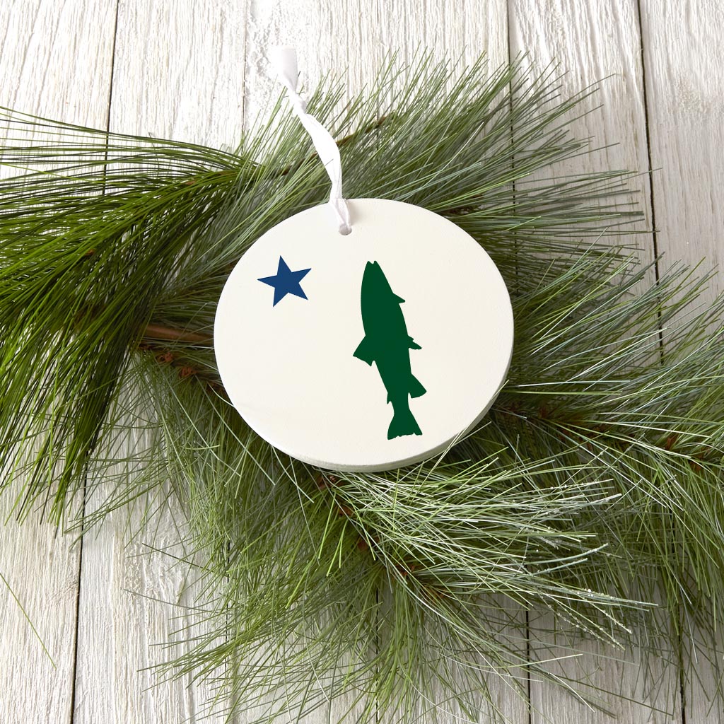 New England Star And Trout | Wood Ornament | Eaches | Min 6