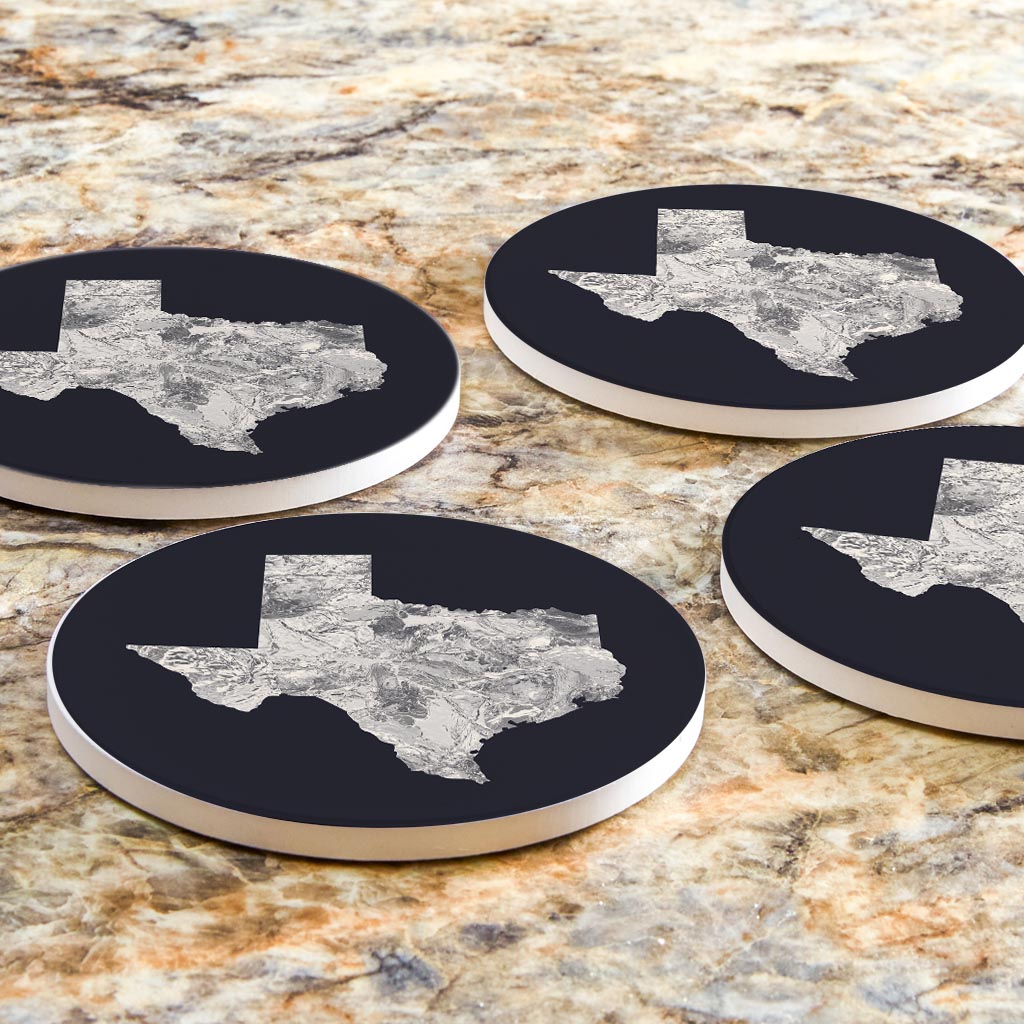 Modern Minimalist Texas Metal State Shape| Absorbent Coasters | Set of 4 | Min 2