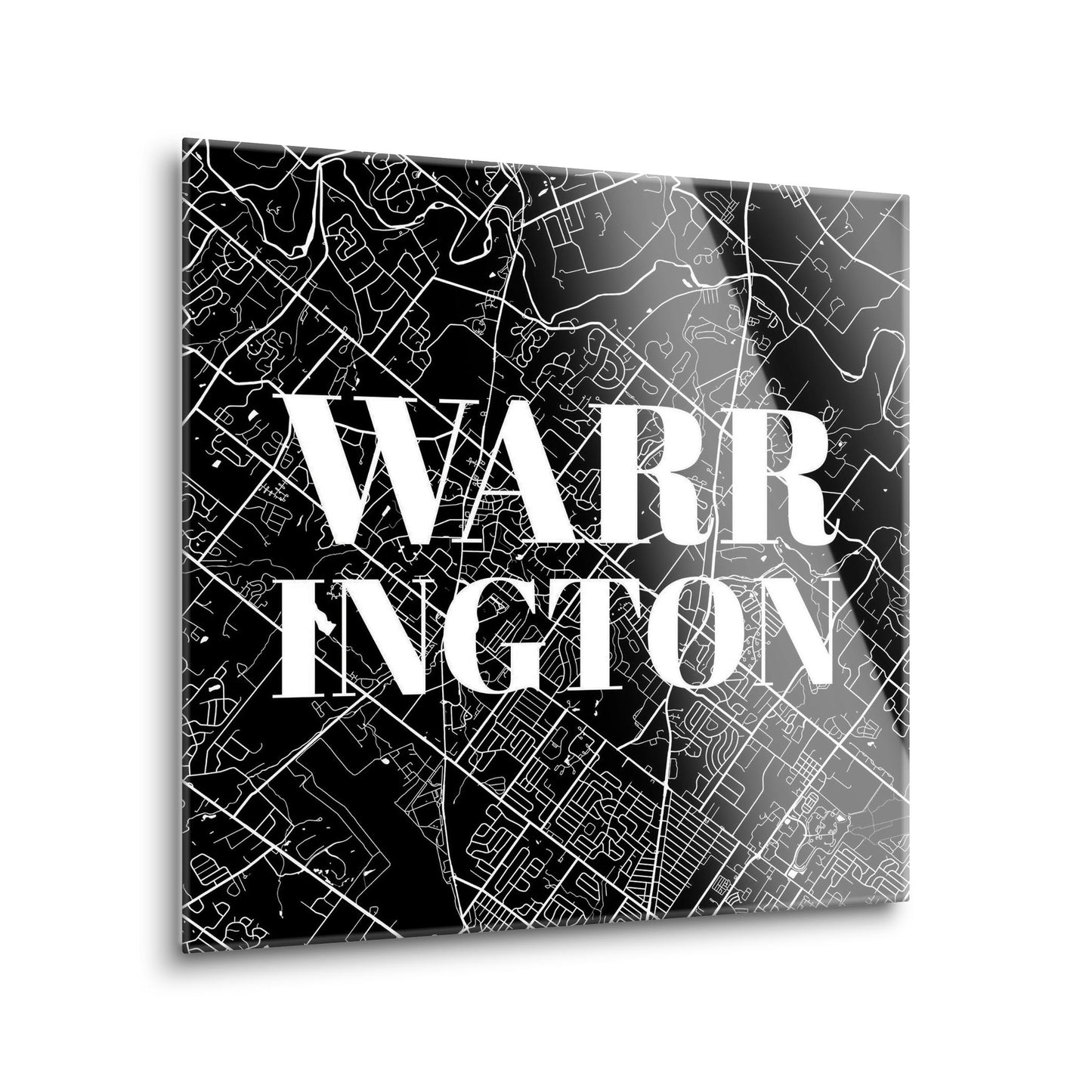 Minimalistic B&W Pennsylvania Warrington Map | Hi-Def Glass Art | Eaches | Min 1