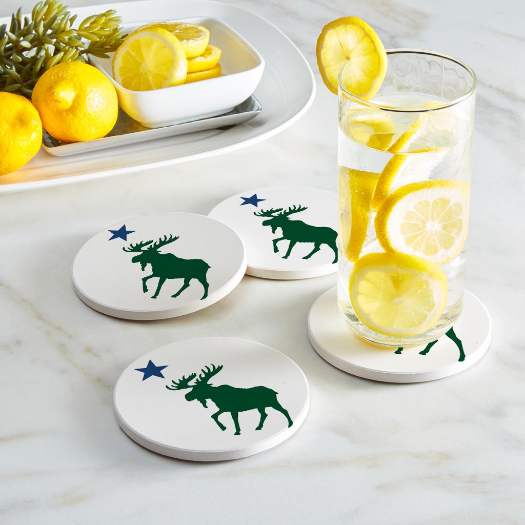 New England Star And Moose| Absorbent Coasters | Set of 4 | Min 2