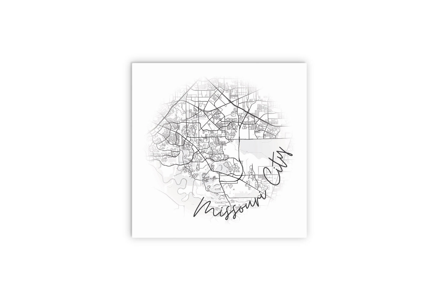Minimalistic B&W Texas Missouri City Circle Map | Wood Sign | Eaches | Min 2