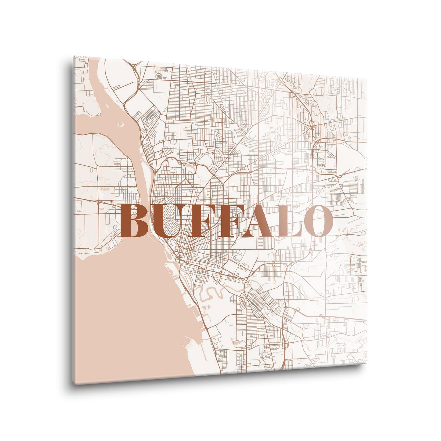Modern Minimalist New York Buffalo Map | Hi-Def Glass Art | Eaches | Min 1