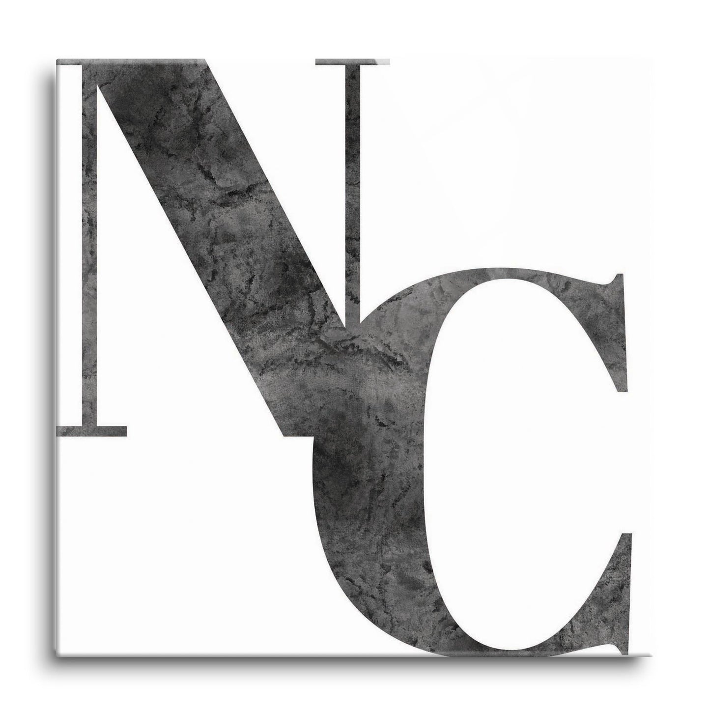 Minimalistic B&W North Carolina White Initials | Hi-Def Glass Art | Eaches | Min 1