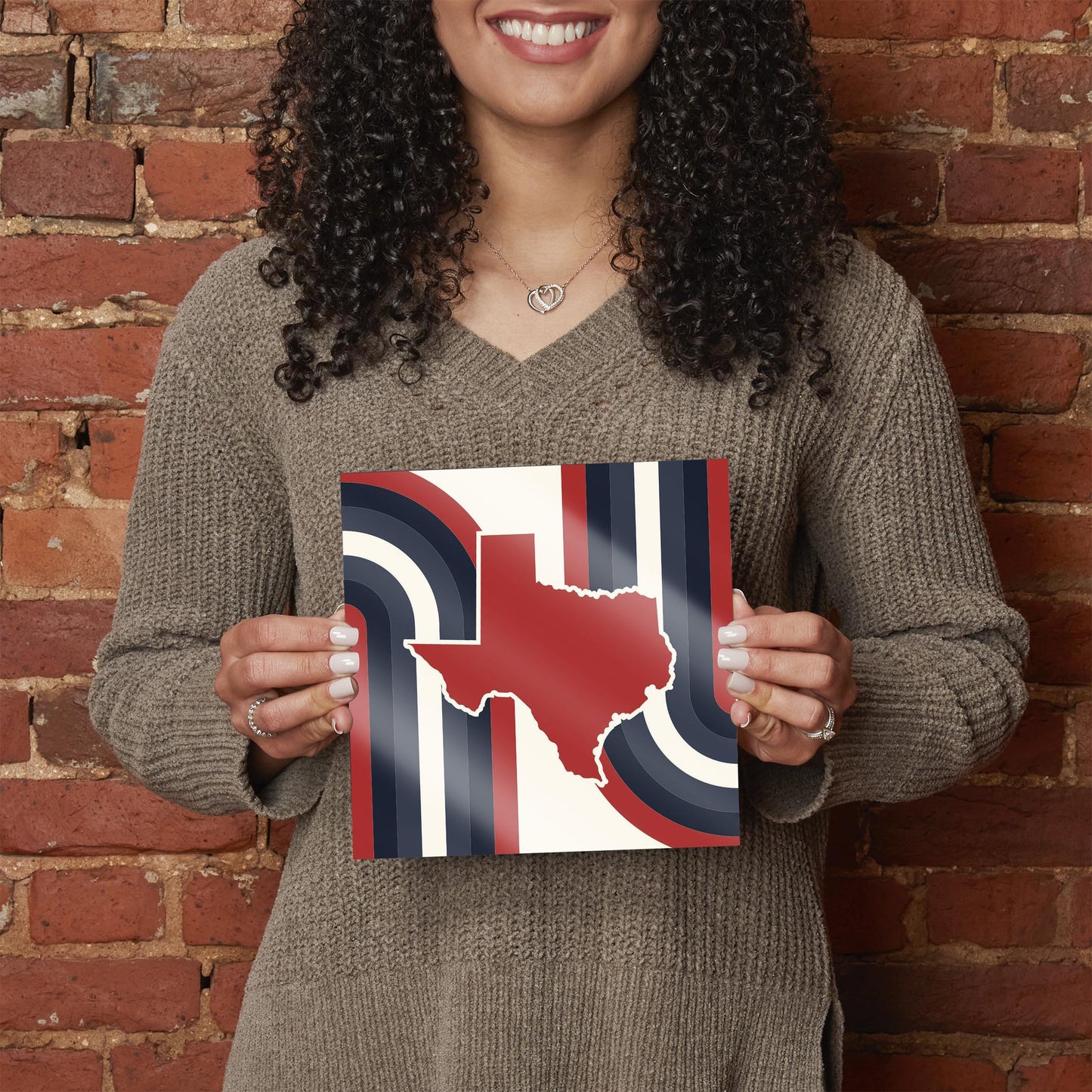 Modern Minimalist Texas Colors Retro Shape | Hi-Def Glass Art | Eaches | Min 2